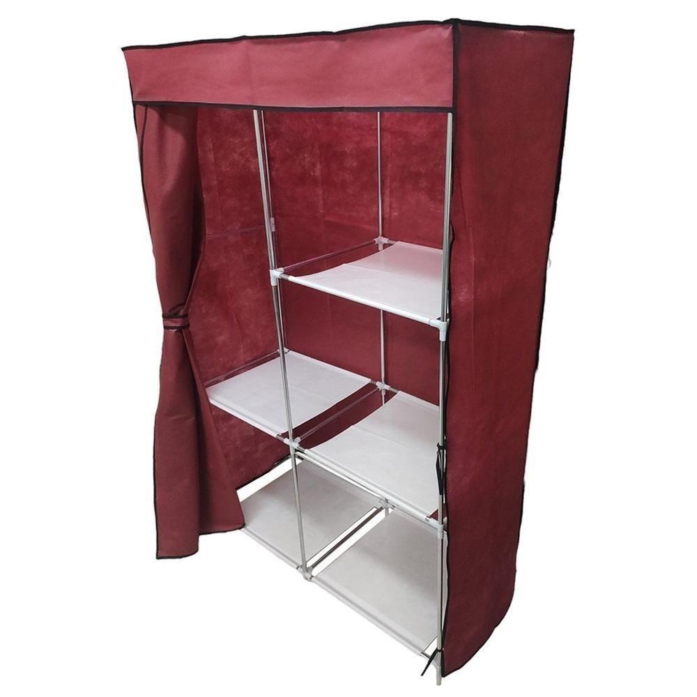Guarda Roupa Grande 105cm Estante Cabideiro Arara Portatil Multiuso Sapatos Roupas Praia Vermelho - 3