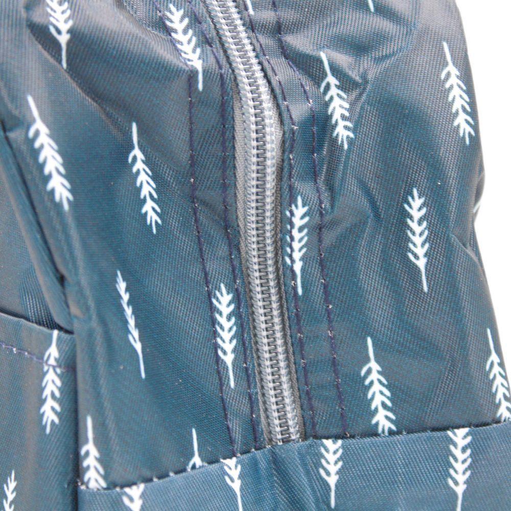 Bolsa Marmita Lancheira Termica Estampada Trabalho Faculdade Azul Com Folhas Brancas - 2