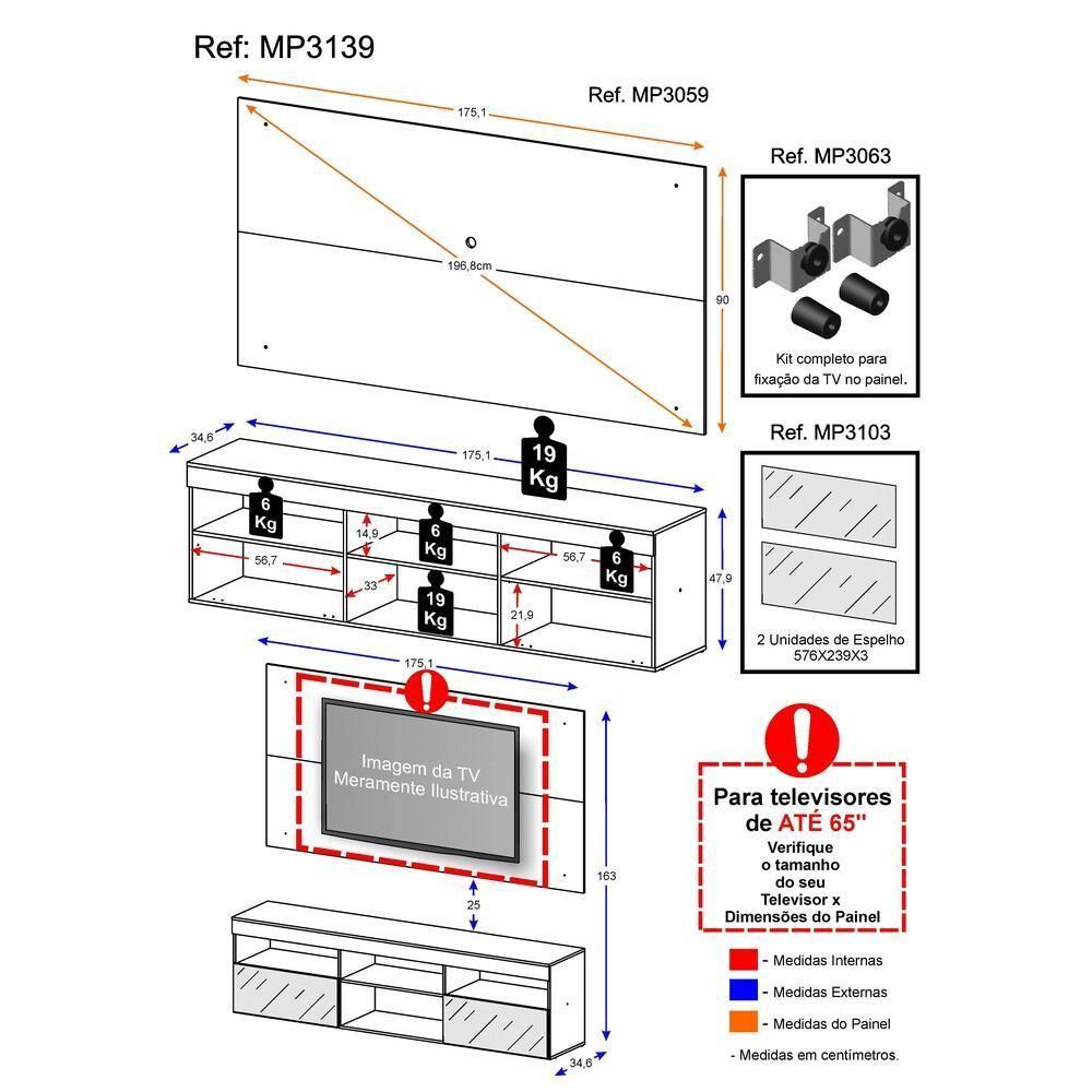 Rack com Painel TV até 65" e Espelho Flórida Multimóveis - 5