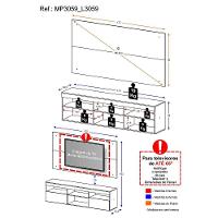 Rack com Painel Tv até 65" e 2 Portas Toronto Multimóveis - 6