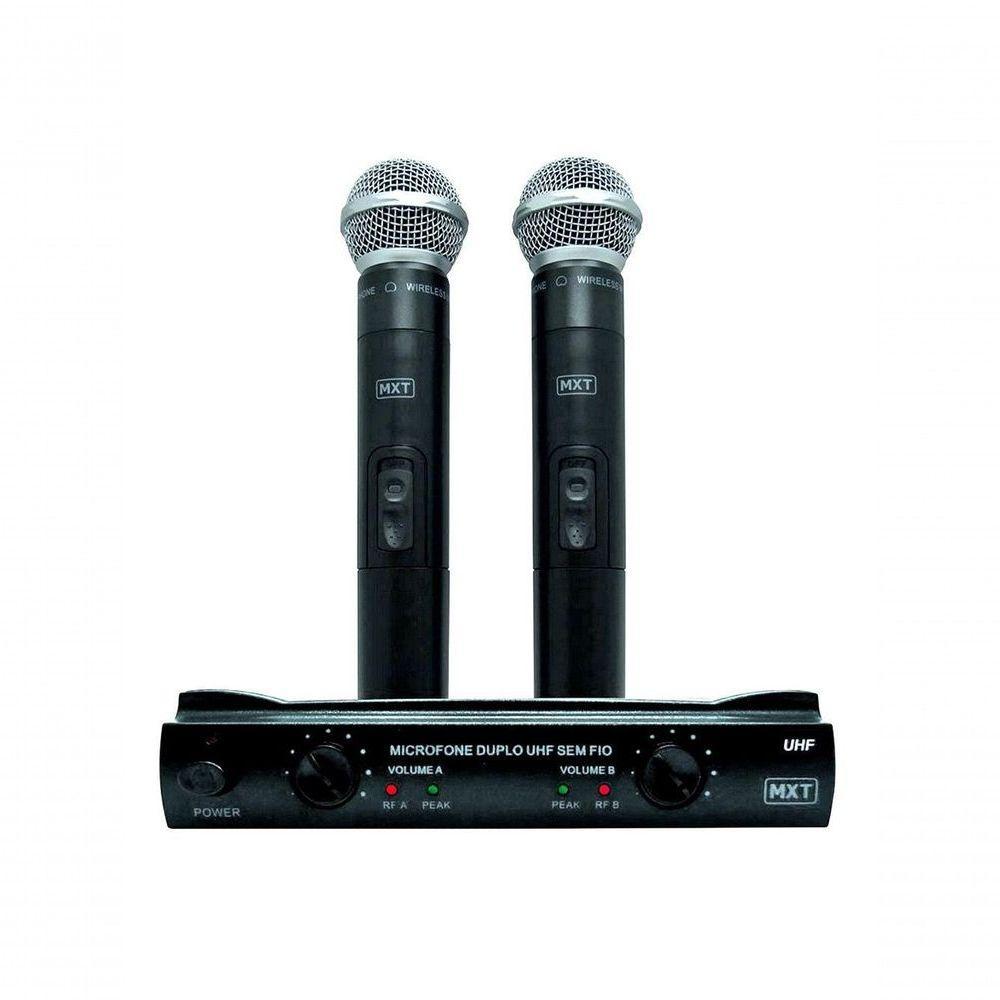 Microfone Mxt Sem Fio Duplo Uhf302 Maleta Freq... - 5