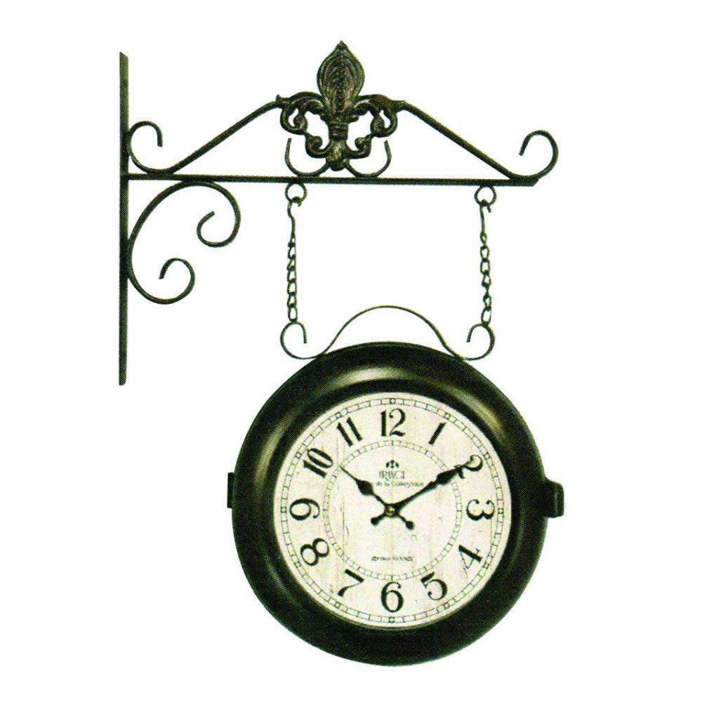 Relógio Estação Dupla Face Retrô Em Metal - 1