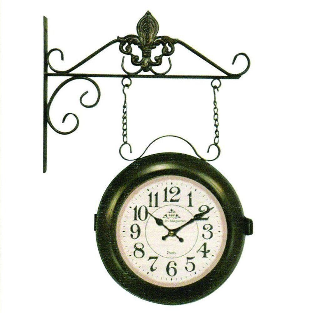 Relógio Estação Dupla Face Retrô Em Metal - 1