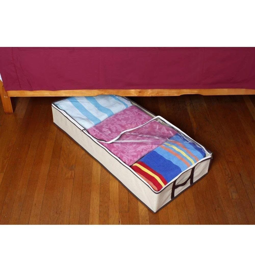 Caixa Organizadora Guarda Manta Lençol Edredom Organiza Guarda Roupa Quarto Multiuso Com Ziper E Alça - 3