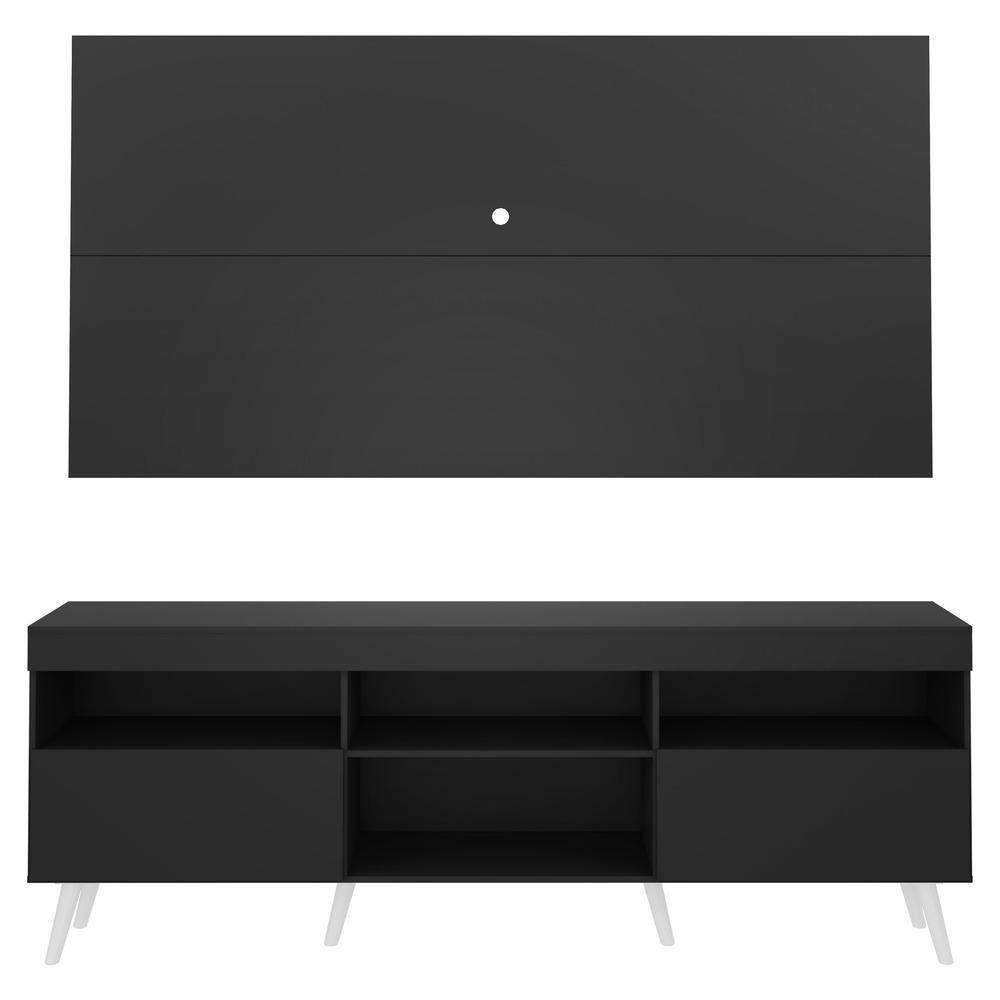 Rack Com Painel Tv 65" Retrô Flórida Multimóveis V3133 Preto/Branco Preto/Branco - 3