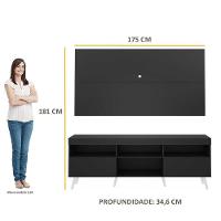 Rack Com Painel Tv 65" Retrô Flórida Multimóveis V3133 Preto/Branco Preto/Branco