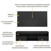 Rack Com Painel Tv 65" Retrô Flórida Multimóveis V3133 Preto/Branco Preto/Branco - 7