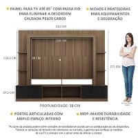 Rack Com Painel Tv 65" Madeirado/Preto - 6