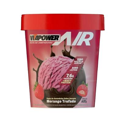 Pasta De Amendoim Vitapower Sabor Sorvete Morango Trufado Pote 600g