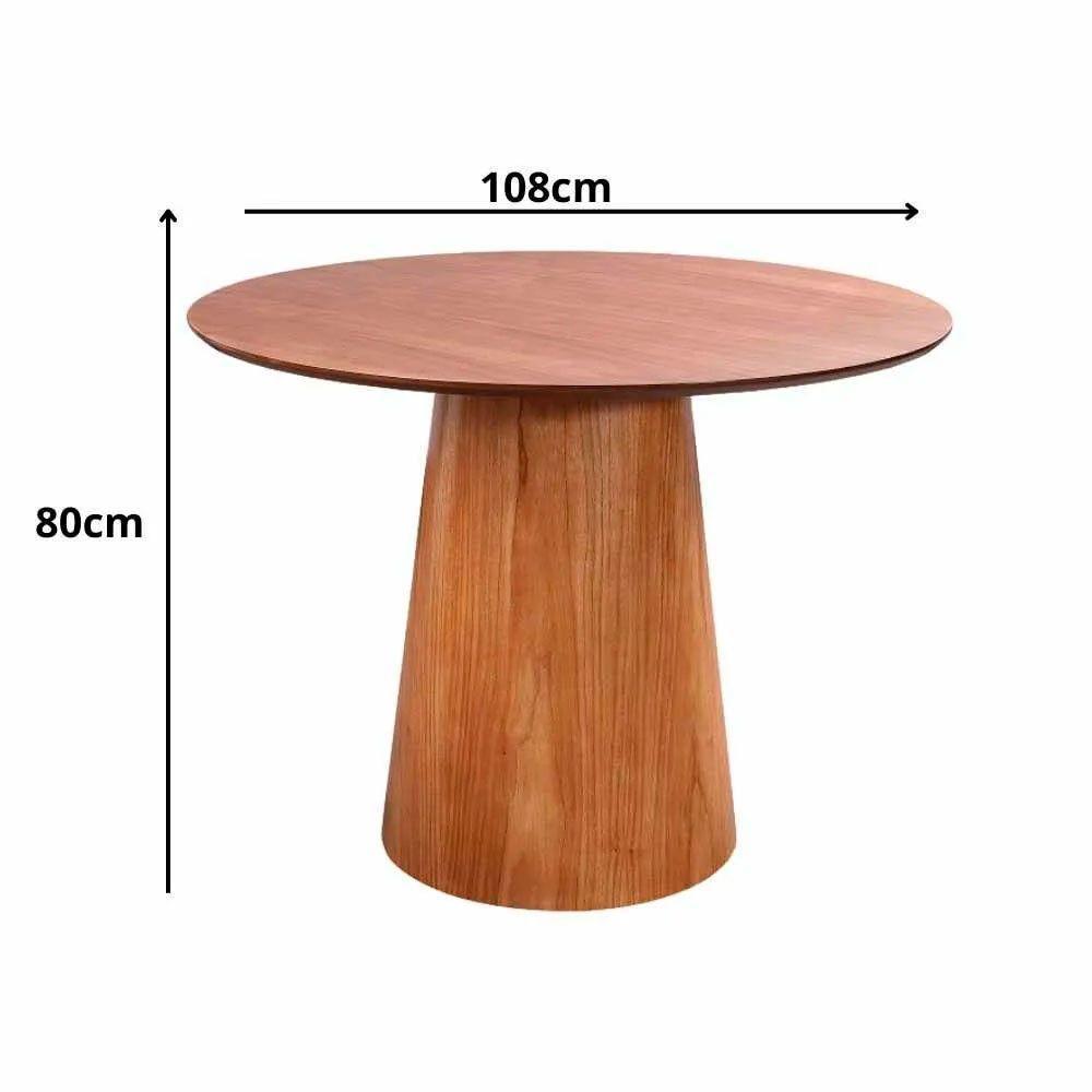 Mesa De Jantar Cone Tampo Laqueado Com Vidro Luka Decor Cinamomo - 2