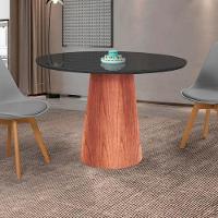 Mesa De Jantar Cone Tampo Laqueado Com Vidro Luka Decor Preto - 2