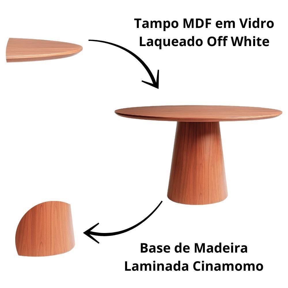 Mesa Jantar Cone Tampo Laqueado Com Vidro 100cm Luka Decor Cinamomo - 4