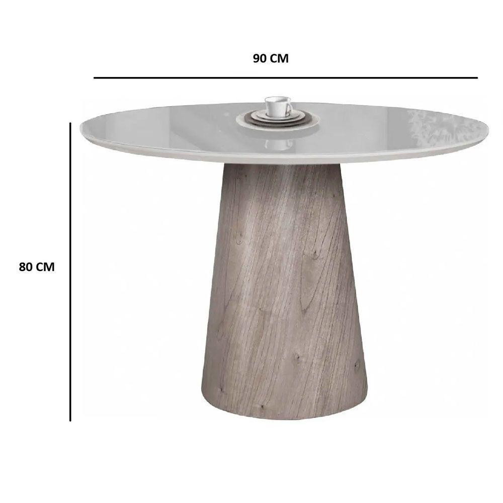 Mesa De Jantar Cone Tampo Laqueado Com Vidro Facilita Decor Off White - 5