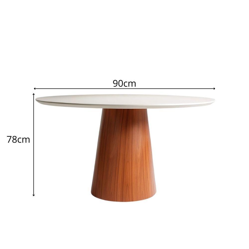 Mesa De Jantar Cone Tampo Laqueado Com Vidro Facilita Decor Off White - 7