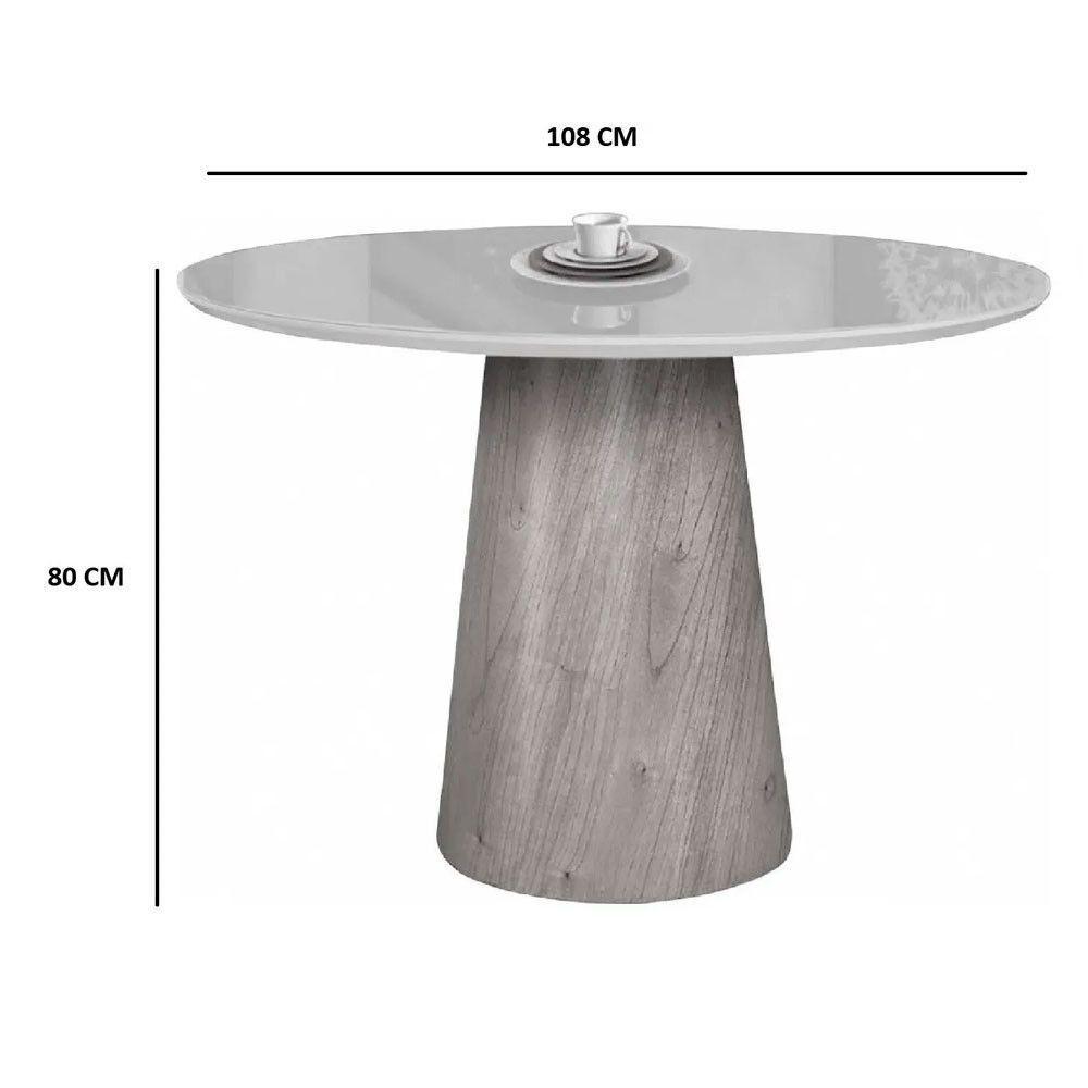 Mesa De Jantar Cone Tampo Laqueado Com Vidro Facilita Decor Off White - 3