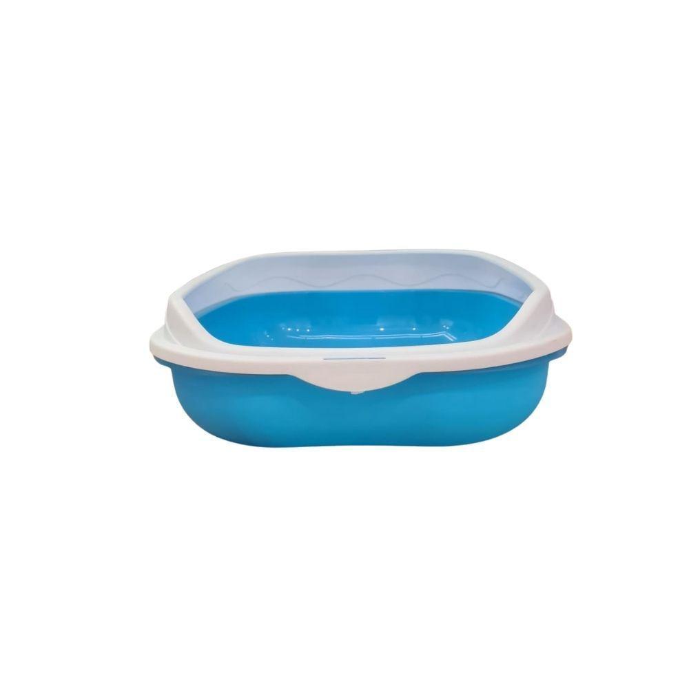 Caixa De Areia Banheiro Higiênica Bandeja Para Pets Gatos Com Borda + 1 Pá Coletora Azul - 2