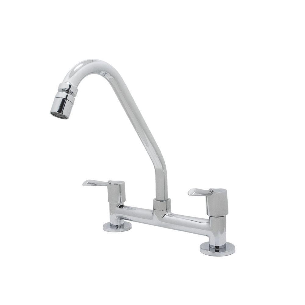 Torneira Misturador Cozinha Pia Bancada Mesa Alavanca Cromado 1/4 De Volta Metal Luxo - 1