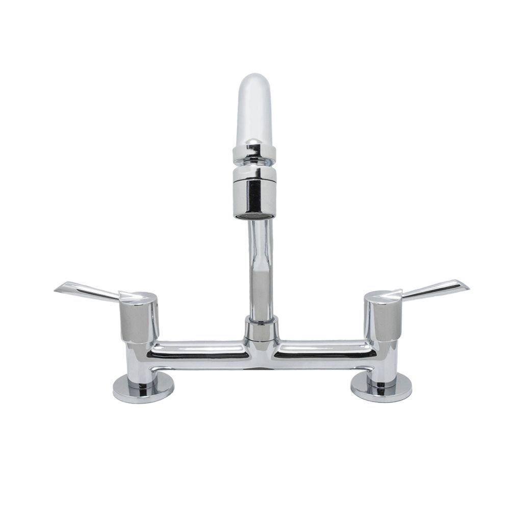 Torneira Misturador Cozinha Pia Bancada Mesa Alavanca Cromado 1/4 De Volta Metal Luxo - 2