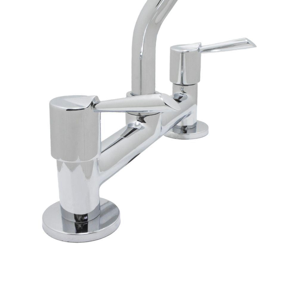 Torneira Misturador Cozinha Pia Bancada Mesa Alavanca Cromado 1/4 De Volta Metal Luxo - 3