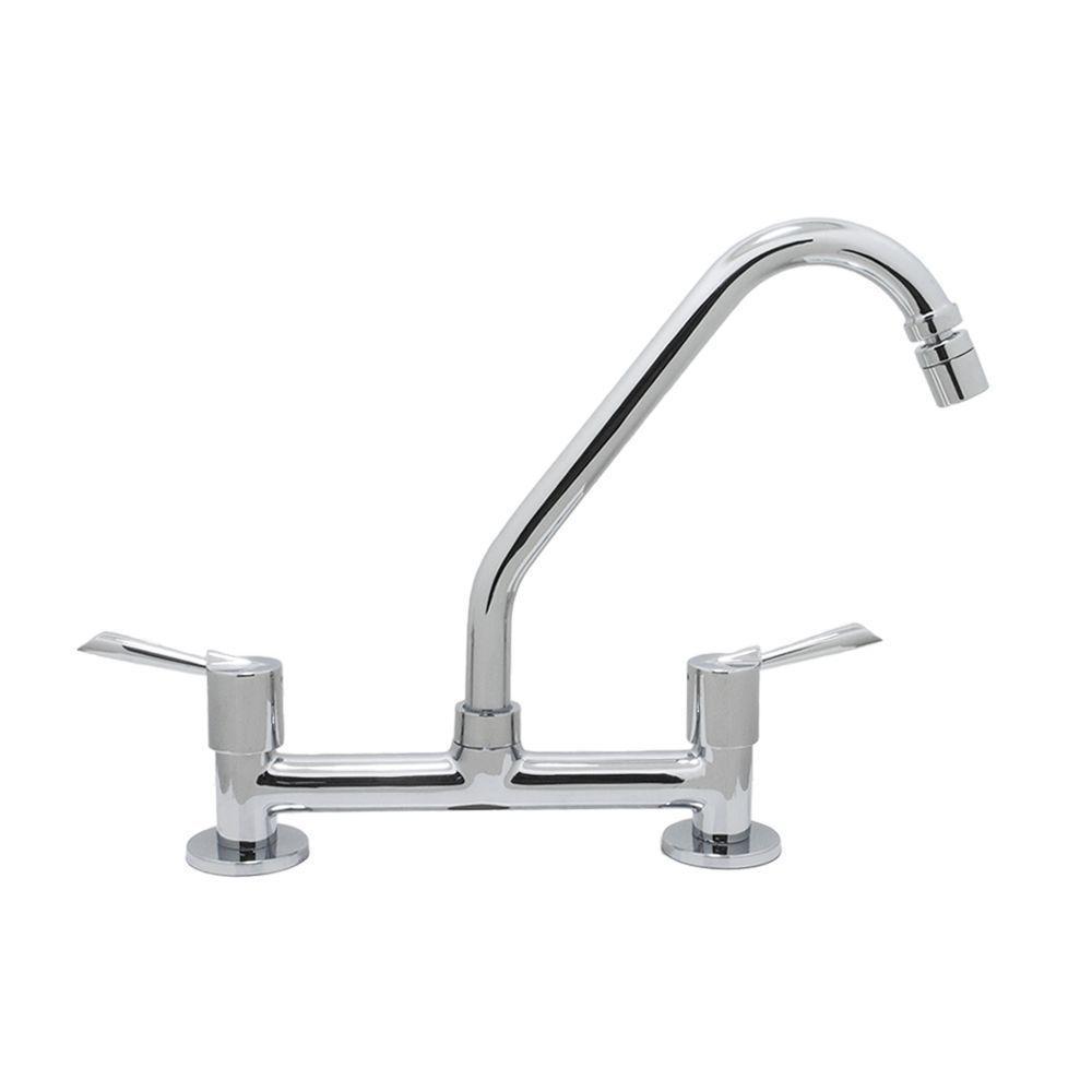 Torneira Misturador Cozinha Pia Bancada Mesa Alavanca Cromado 1/4 De Volta Metal Luxo - 6