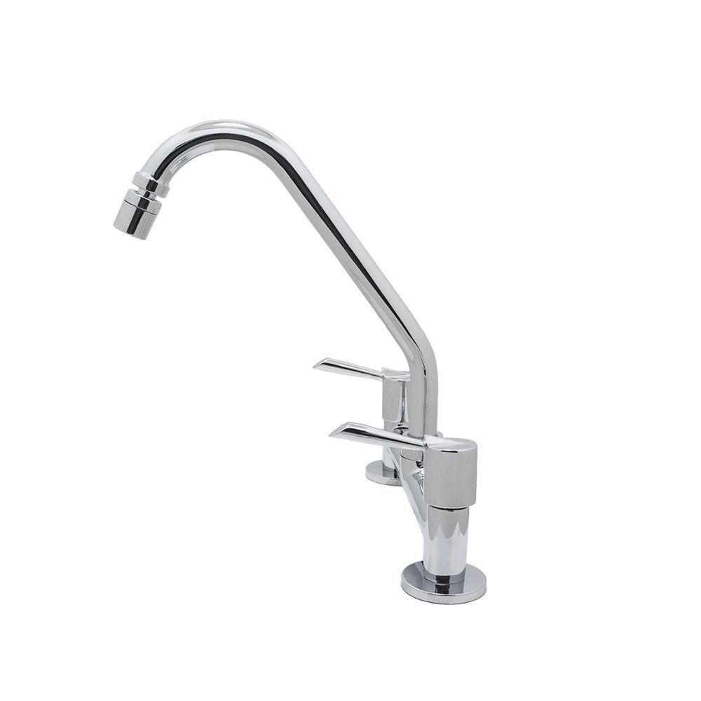 Torneira Misturador Cozinha Pia Bancada Mesa Alavanca Cromado 1/4 De Volta Metal Luxo - 7