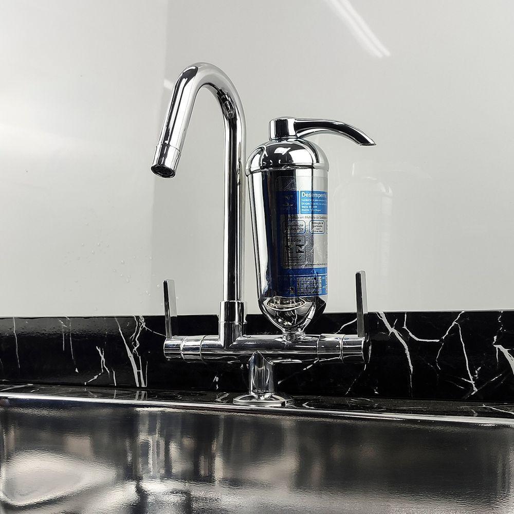 Torneira Cozinha Filtro Purificador Mesa Bancada Bica Móvel 1/4v Cromado Abs Luxo - 2