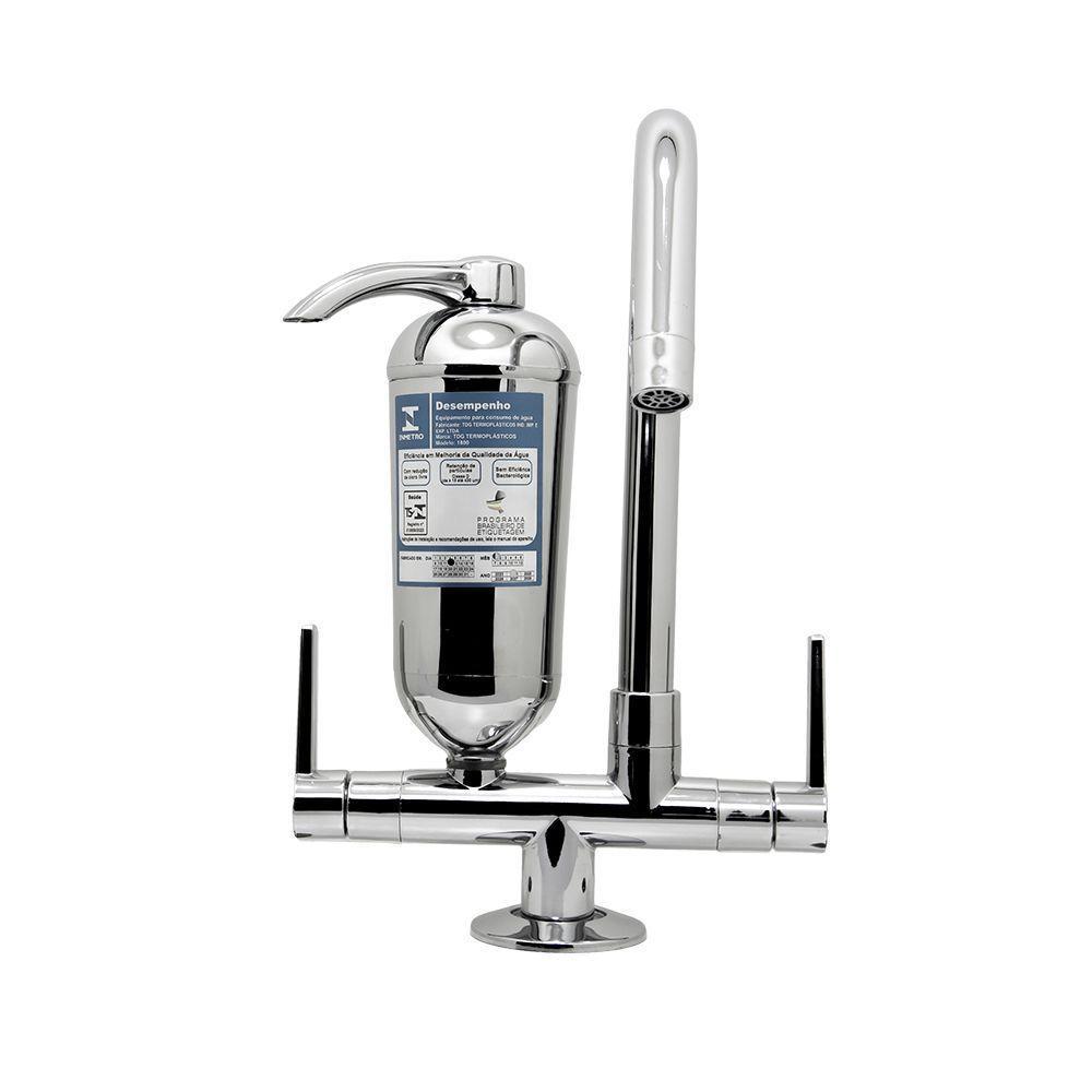 Torneira Cozinha Filtro Purificador Mesa Bancada Bica Móvel 1/4v Cromado Abs Luxo - 3