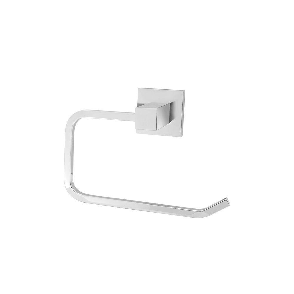 Acessório Banheiro Lavatório Porta Toalha De Rosto Papeleira Parede Quadrada Metal Cromada - 1