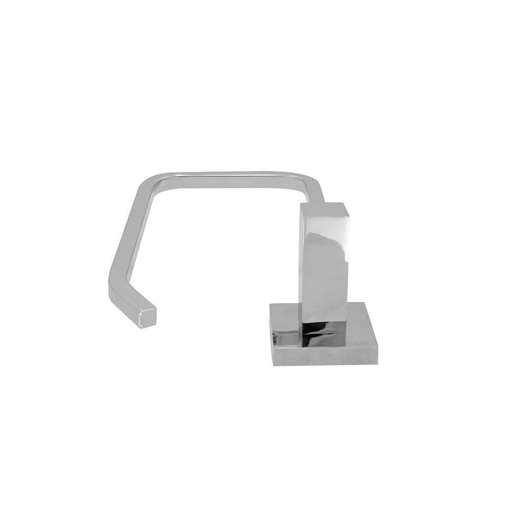 Acessório Banheiro Lavatório Porta Toalha De Rosto Papeleira Parede Quadrada Metal Cromada - 5