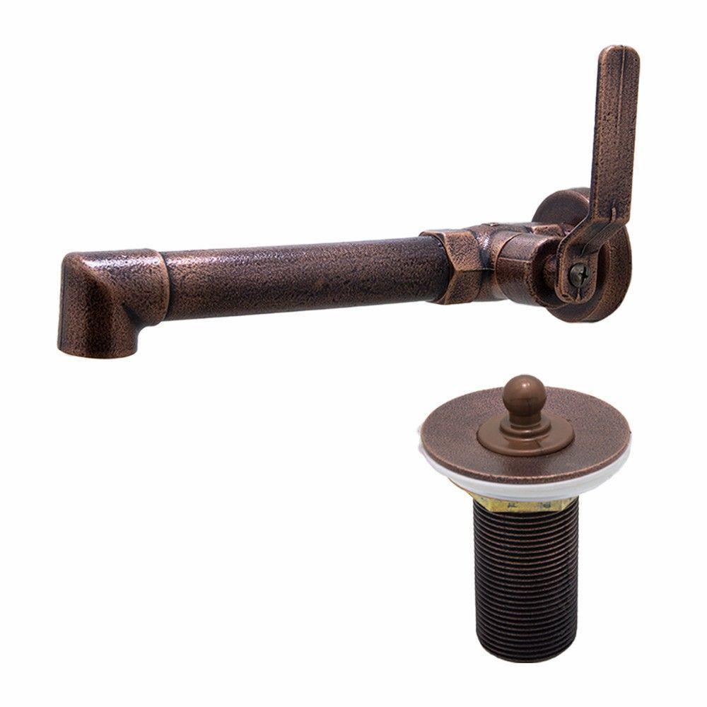 Kit Torneira Banheiro Industrial Rustico Parede Cobre Velho + 1 Valvula Lavatório - 1