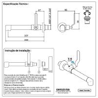 Kit Torneira Banheiro Industrial Rustico Parede Cobre Velho + 1 Valvula Lavatório - 7