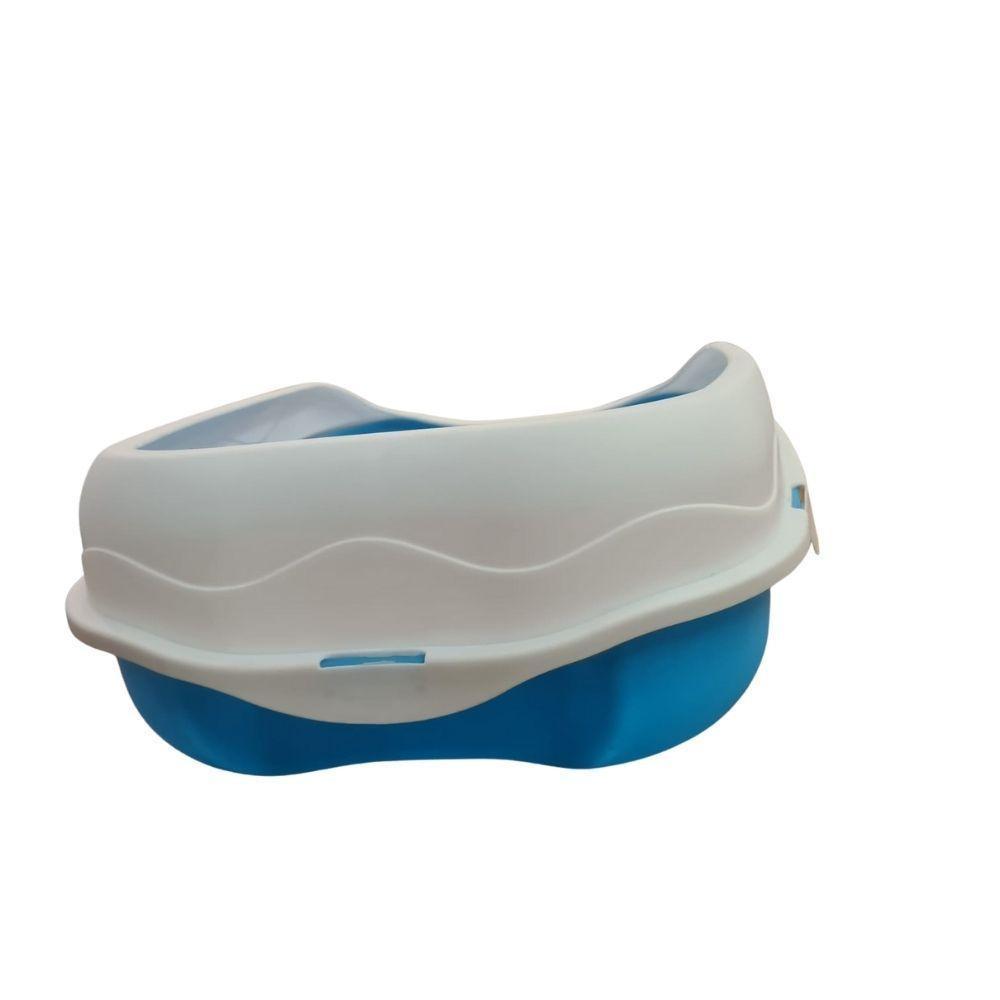 Caixa De Areia Banheiro Higiênica Bandeja Para Pets Gatos Com Borda + 1 Pá Coletora Tamanho Grande Azul - 4