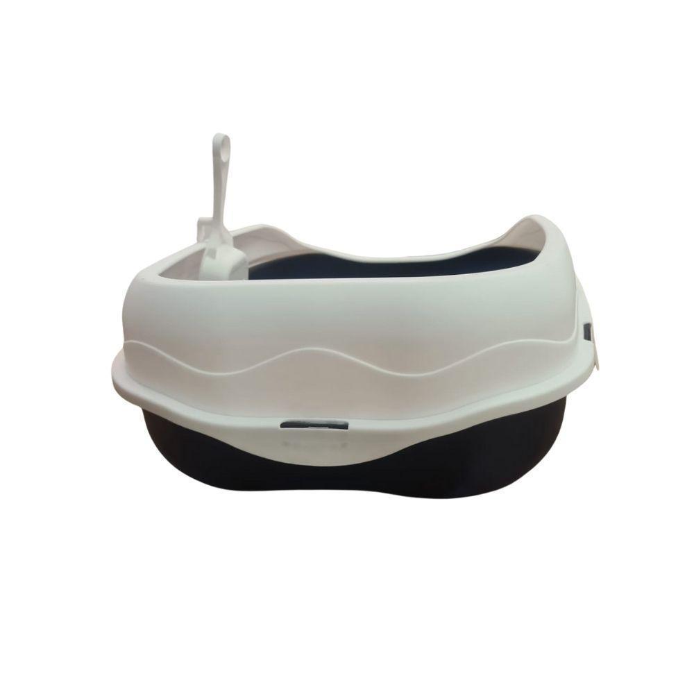 Caixa De Areia Banheiro Higiênica Bandeja Para Pets Gatos Com Borda + 1 Pá Coletora Tamanho Grande Azul Escuro - 3