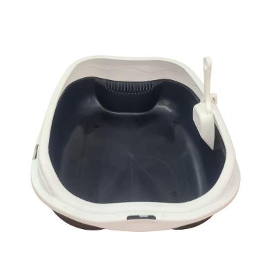 Caixa De Areia Banheiro Higiênica Bandeja Para Pets Gatos Com Borda + 1 Pá Coletora Tamanho Grande Azul Escuro