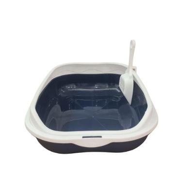 Caixa De Areia Banheiro Higiênica Bandeja Para Pets Gatos Com Borda + 1 Pá Coletora Azul Escuro