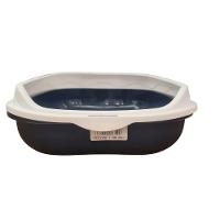 Caixa De Areia Banheiro Higiênica Bandeja Para Pets Gatos Com Borda + 1 Pá Coletora Azul Escuro - 2