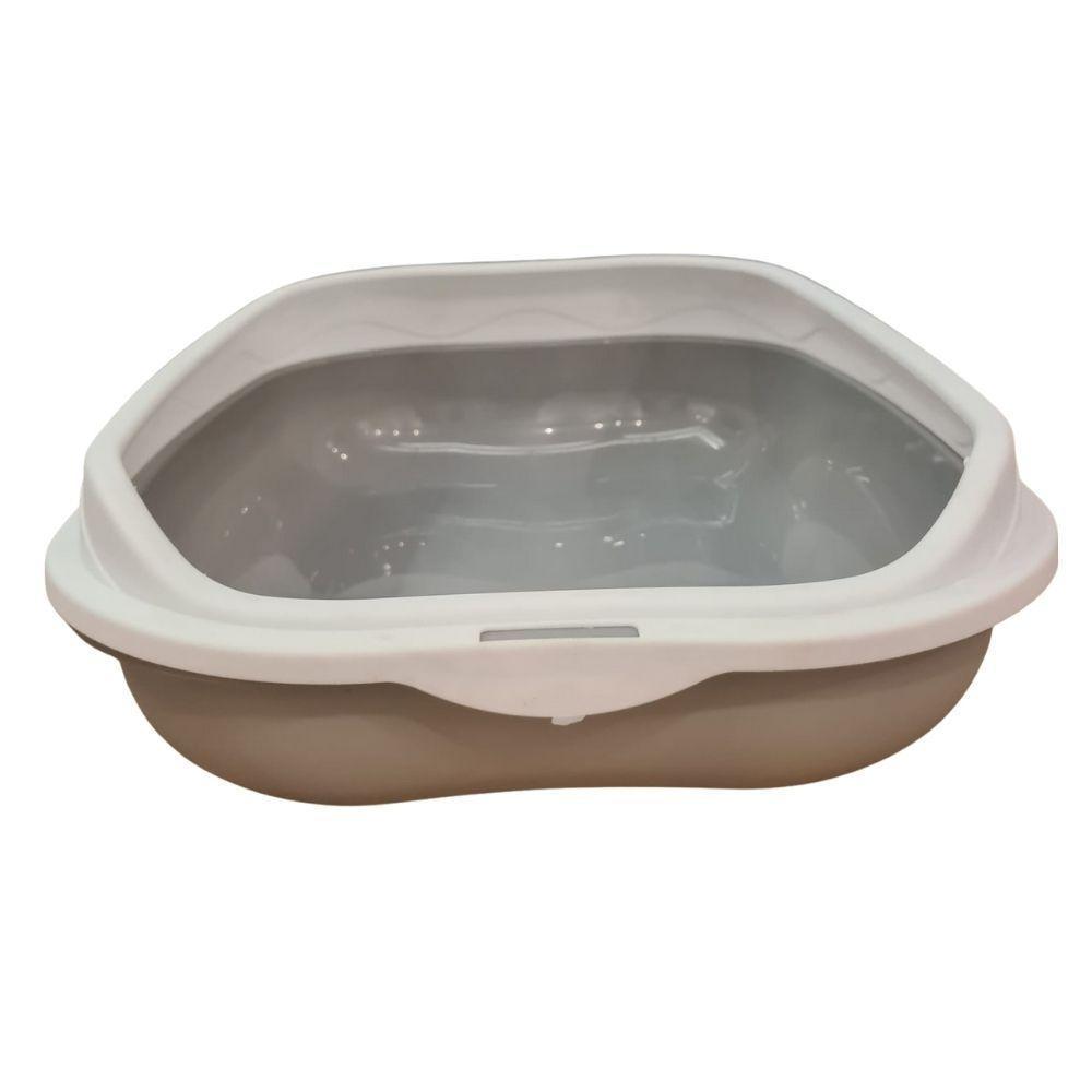 Caixa De Areia Banheiro Higiênica Bandeja Para Pets Gatos Com Borda + 1 Pá Coletora Cinza - 3
