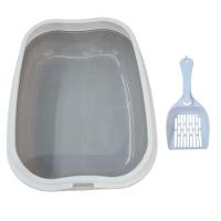 Caixa De Areia Banheiro Higiênica Bandeja Para Pets Gatos Com Borda + 1 Pá Coletora Cinza - 1
