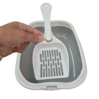 Caixa De Areia Banheiro Higiênica Bandeja Para Pets Gatos Com Borda + 1 Pá Coletora Cinza - 6