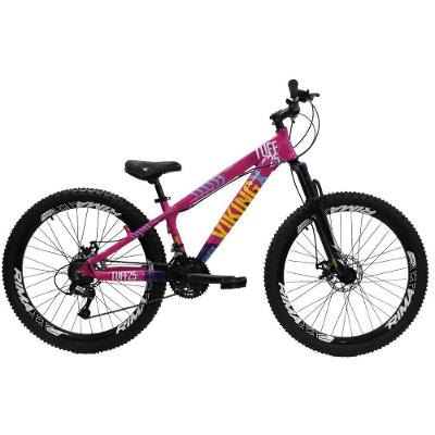 Bicicleta Aro 26 Bike Vikingx Freeride 21v Freio A Disco Rosa Azul