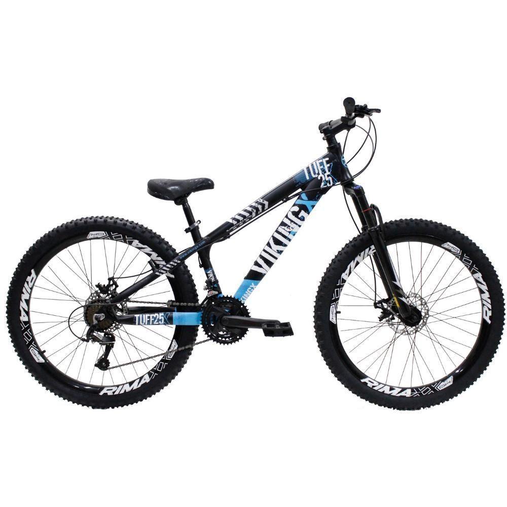Bicicleta Aro 26 Bike Vikingx Freeride 21v Freio A Disco Preto Azul - 1