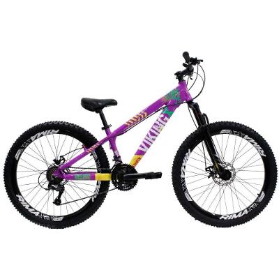 Bicicleta Aro 26 Bike Vikingx Freeride 21v Freio A Disco Roxo Amare