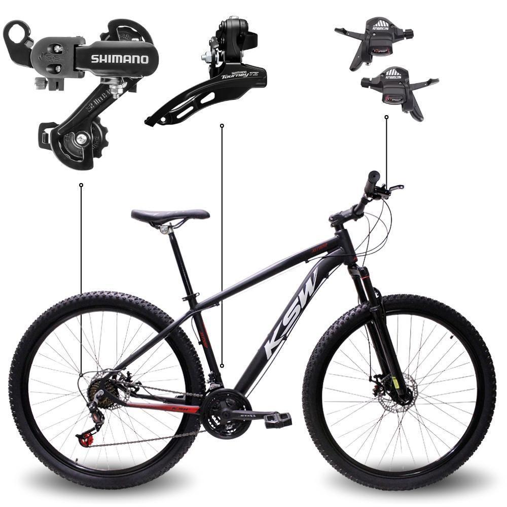 Bicicleta Aro 29 Bike Ksw Xlt Shimano Freio Hidráulico 21 Marchas Preto Fos -ad Verme Bco - 1