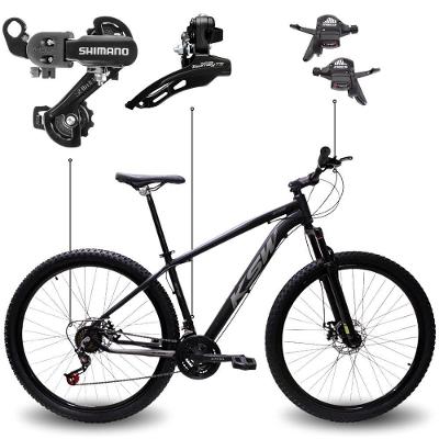 Bicicleta Aro 29 Bike Ksw Xlt Shimano Freio Hidráulico 21 Marchas Preto Fos -ad Prata 19