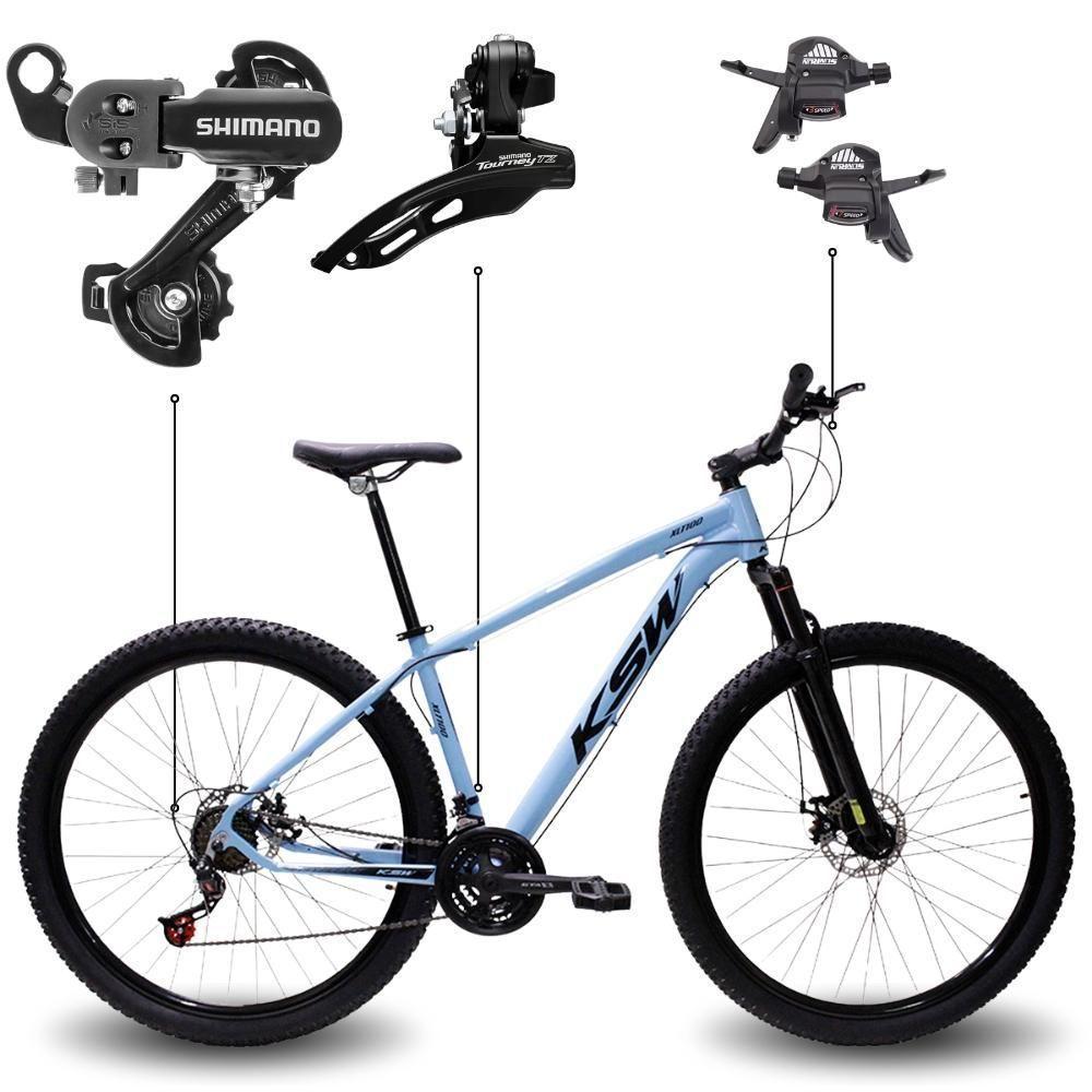 Bicicleta Aro 29 Bike Ksw Xlt Shimano Freio Hidráulico 21 Marchas Azul Claro -ad Pto 19 - 1