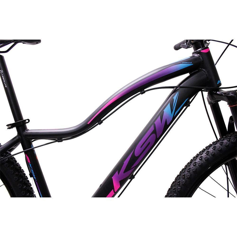 Bicicleta Ksw Aro 29 Feminina Alumínio 21 Marchas Freio A Disco Preto Fos Pink Azul 21 - 2