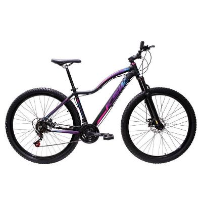 Bicicleta Ksw Aro 29 Feminina Alumínio 21 Marchas Freio A Disco Preto Fos Pink Azul 17