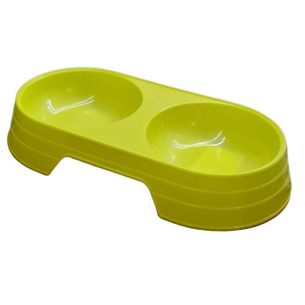 Comedouro Bebedouro Duplo 2 Em 1 Para Pets Cães E Gatos 200 Ml Em Cada Lado Verde - 1