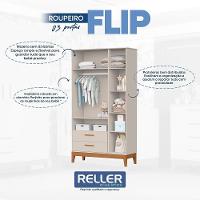 Jogo De Quarto Infantil Flip Guarda Roupa 3 Portas E Cômoda 1 Porta Areia Fosco - Reller Móveis Areia Fosco - 3