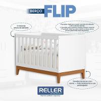 Jogo De Quarto Infantil Flip Guarda Roupa 3 Portas E Berço Americano Branco Fosco - Reller Móveis Branco Fosco - 6